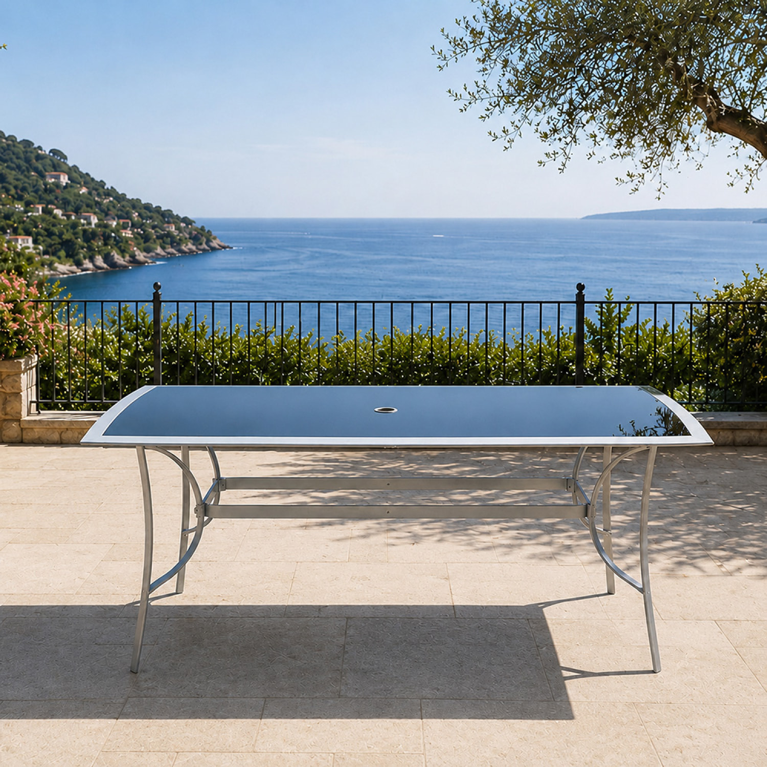 Table de jardin 150cm en aluminium gris DURHAM