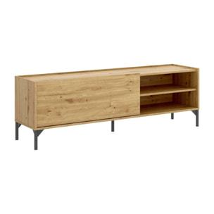 Mobile porta TV Asinara, Credenza bassa da soggiorno, Madia da salotto per televisione, 155x43h47 cm, Rovere Nodi