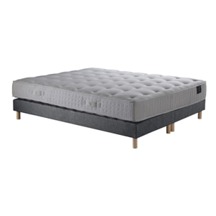 Ensemble Pulsar - Matelas ressorts ensachés Mémoire de forme - Sommier Gris Souris