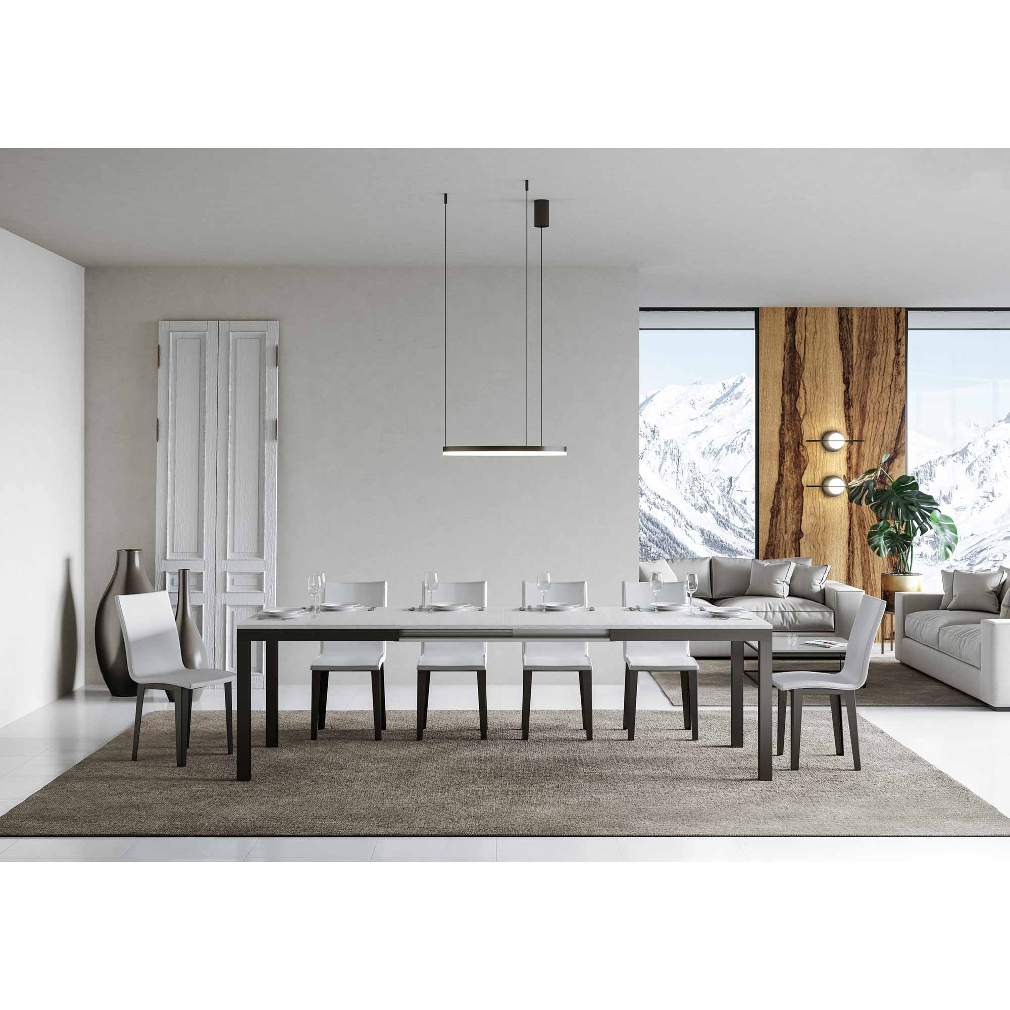 Tavolo allungabile 90x180/284 cm Everyday Evolution Bianco Frassino telaio Antracite