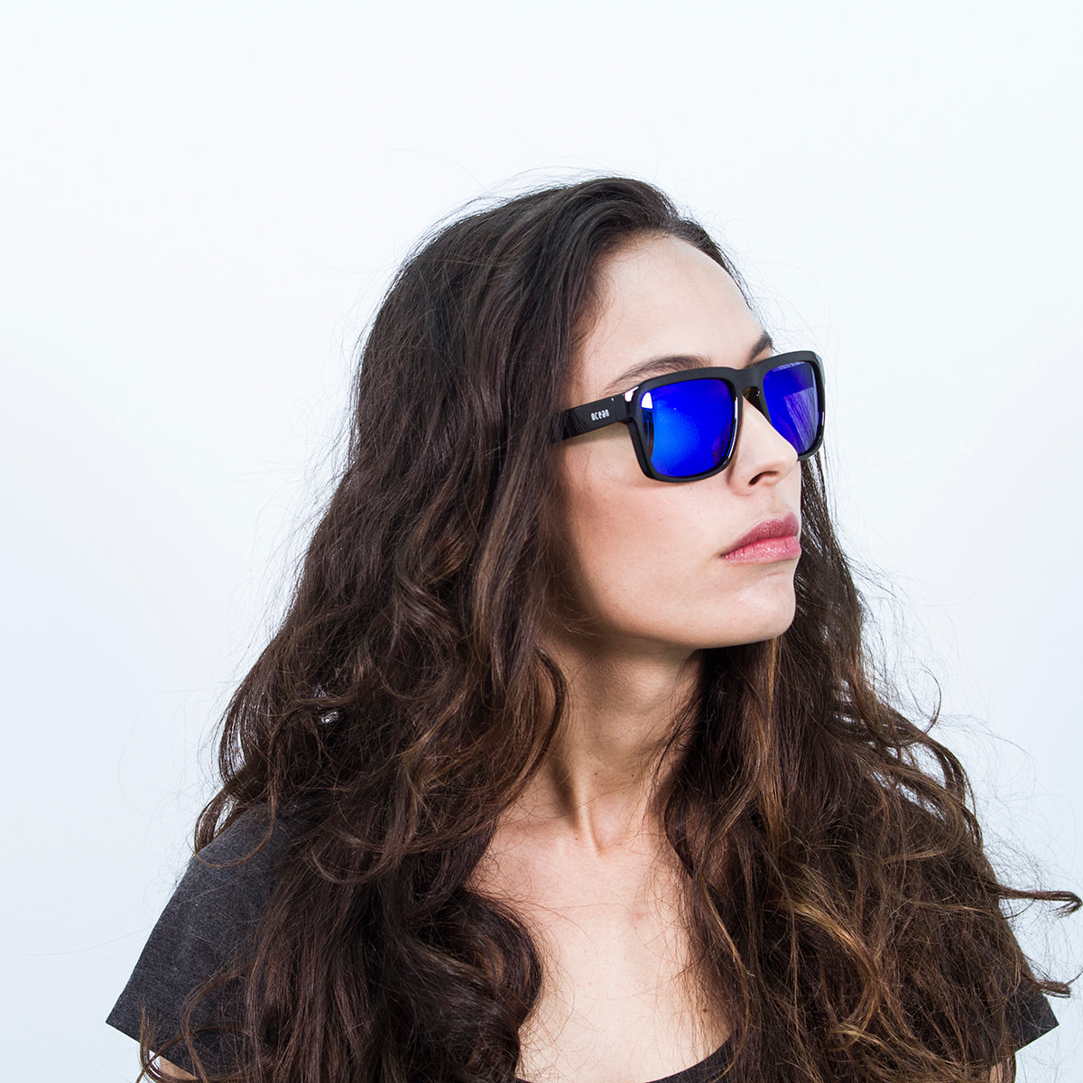 Gafas de sol OCEAN BIDART - Negro brillante / Revo azul