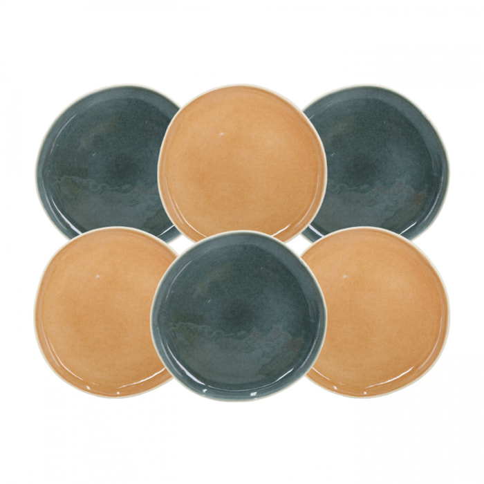 Lot de 6 grandes assiettes, CORALIA