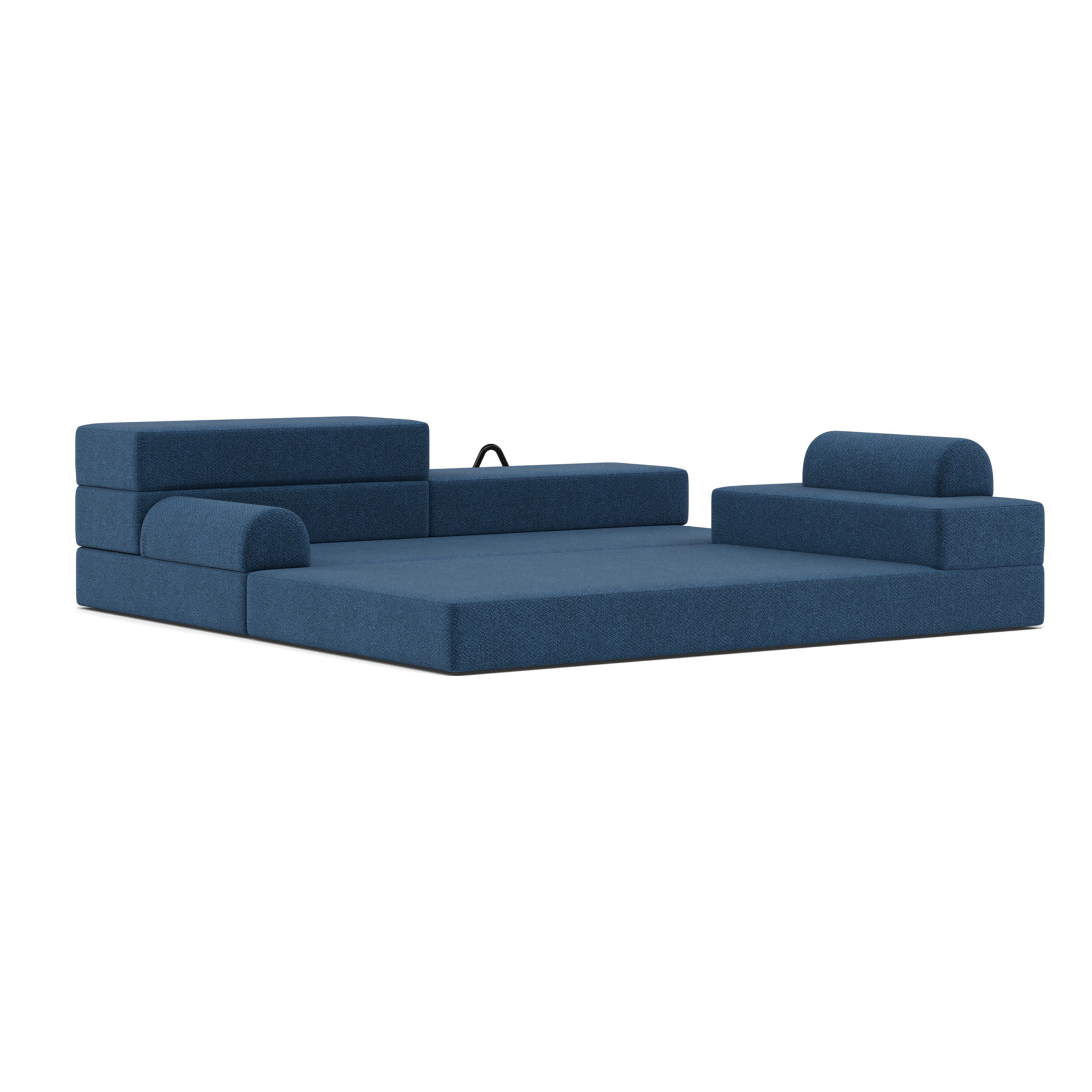 Astral - Canapé 3 places convertible en velours texturé - Bleu