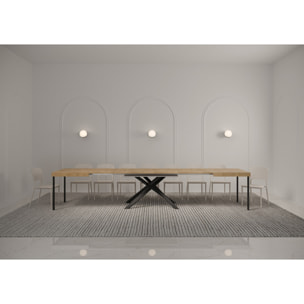 Table extensible 90x140/400 cm Karida chêne nature pieds anthracite