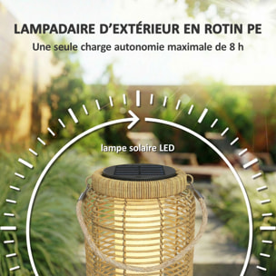 Lot de 2 lampadaires lanternes solaire LED marche/arrêt auto sable