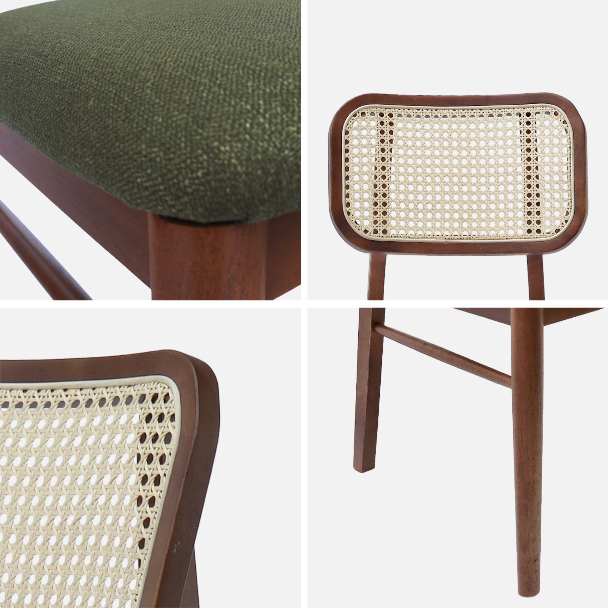 Chaise vintage bois d'hévéa et cannage (lot de 2) MANI