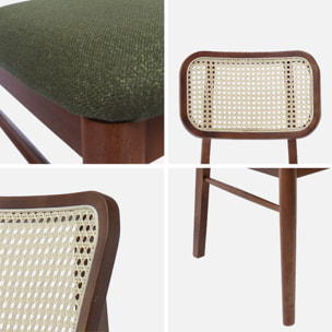 Chaise vintage bois d'hévéa et cannage (lot de 2) MANI