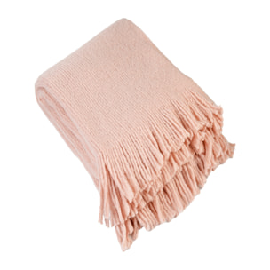 Plaid maille  - Effet laine tricotée - Rose