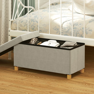 Puff Almacenaje, Banco Almacenaje Plegable, Capacidad de 67 L, 76x38x38 cm, Tapizado en Terciopelo, Baúl de Almacenamiento Dormitorio, Carga 120 kg, para Sala de Estar, Entrada, Crema