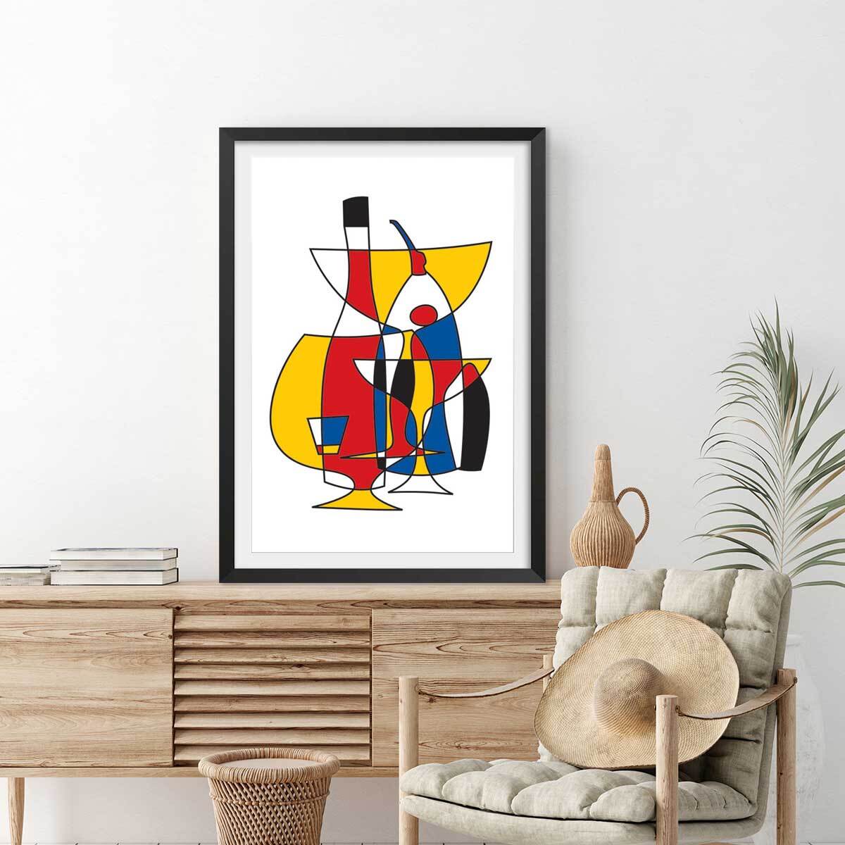 Affiche l'apero entre amis Affiche + cadre en bois - Noir