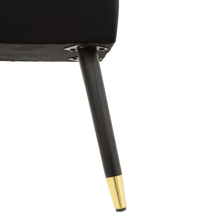 Banc velours "Salome" noir 100x35cm