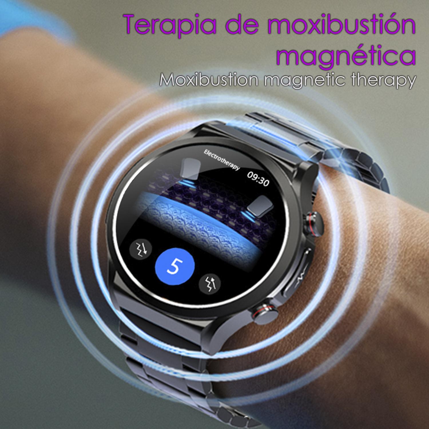 DAM Smartwatch TK21P. Terapia de moxibustión magnética. Ácido úrico y lípidos, ECG , glucosa en sangre, temperatura, O2 y tensión. 4,6x1,2x5,2 Cm. Color: Azul Oscuro