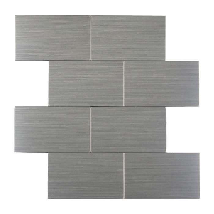Crédence adhésive murale 3D  - Effet carrelage 4 pièces - Argent