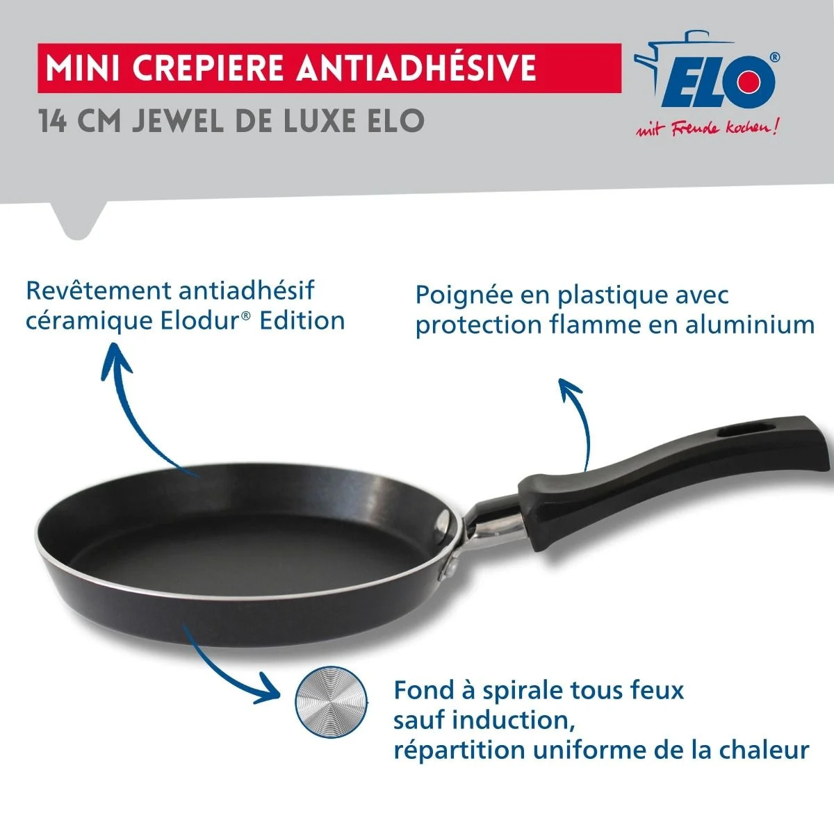 Ensemble de 2 Mini poêles à crêpe avec revêtement en céramique 14 cm ELO Juwel de Luxe