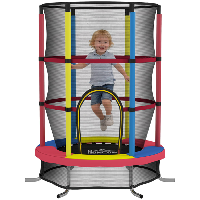 Cama Elástica Infantil, Ø160 cm, Trampolín para Niños de 3-6 Años con Red de Seguridad, Patas en Forma de L, Carga 45 kg, para Interior y Exterior, Multicolor