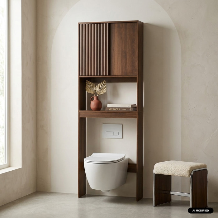 Etagère / Meuble WC scandinave décor bois LINEAR