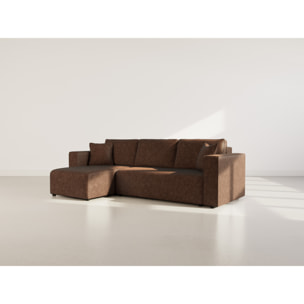 Topaze - canapé d'angle réversible 4 places convertible avec coffre en simili - Marron