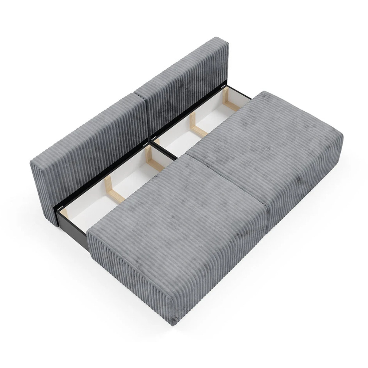 ELIOR - Canapé 3 places convertible en velours gris