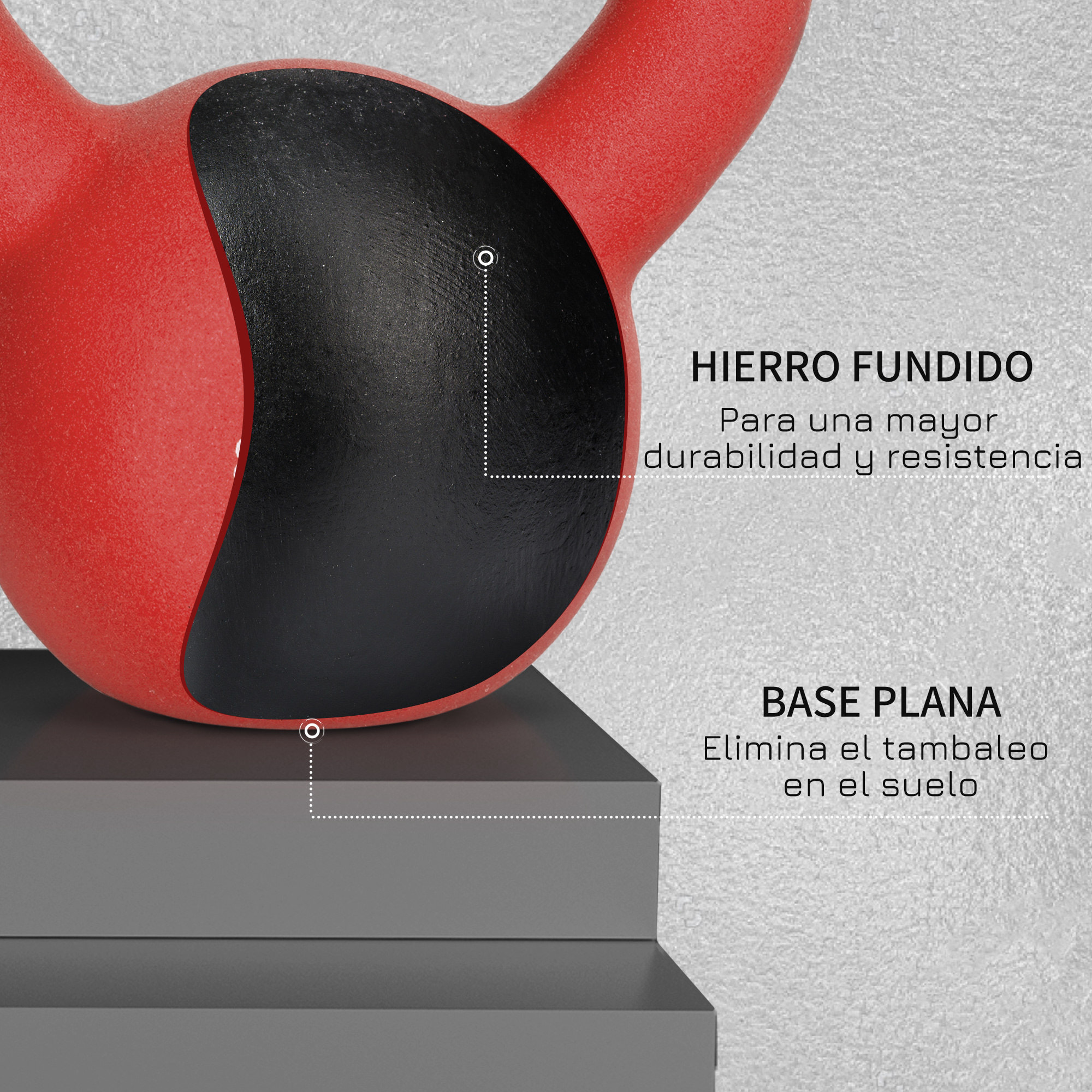 Pesa Rusa de 10 kg de Hierro Fundido Kettlebell para Entrenamiento de Fuerza