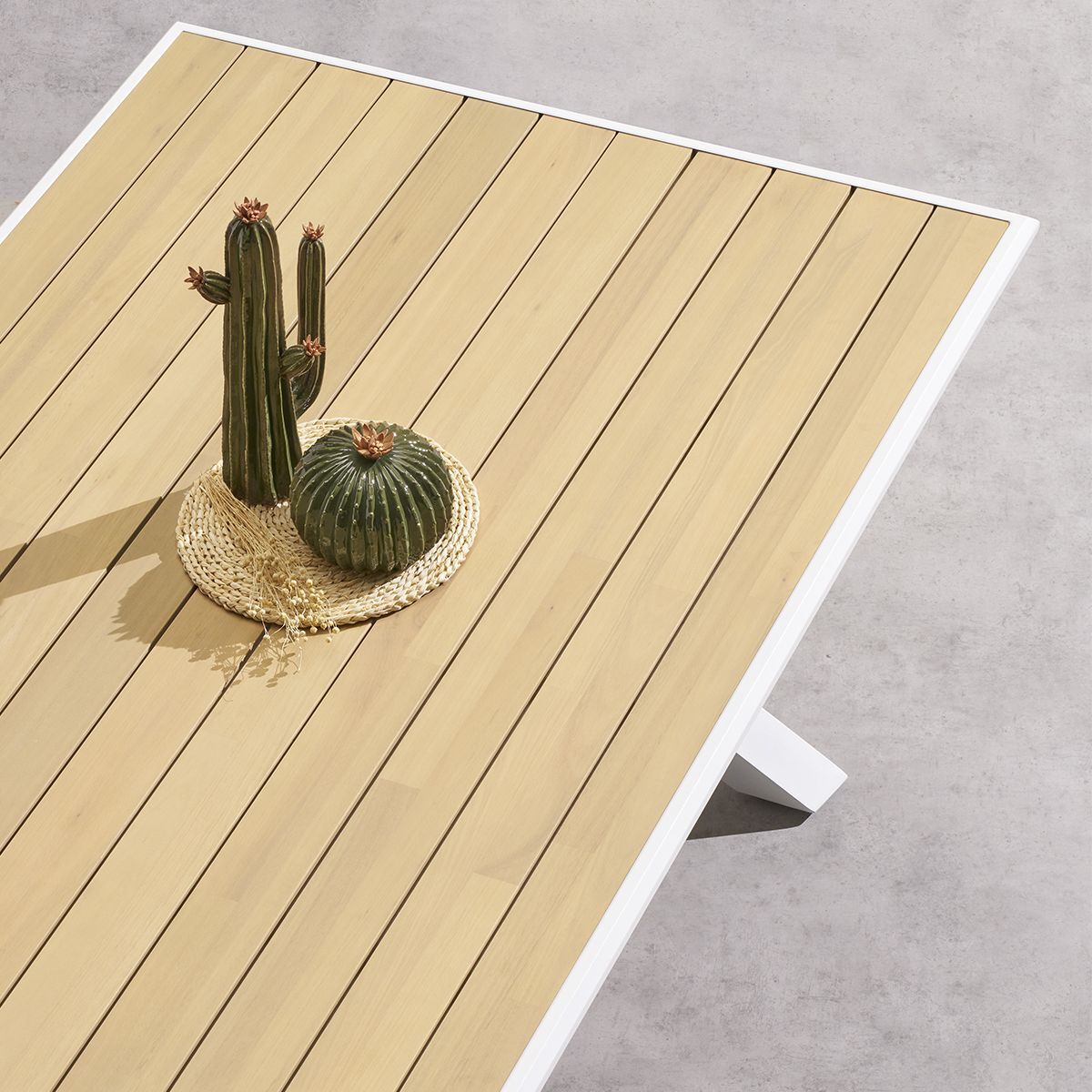 Table de jardin "Axiome" eucalyptus & blanc 8 places