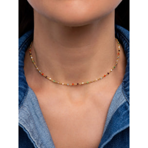 Collana Mini Crystals Colors  Argento Placcato Oro