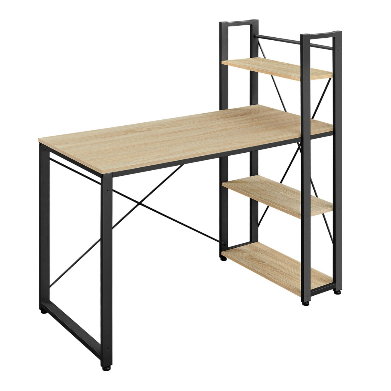 Scrivania per Computer con 3 Ripiani Rovere Sonoma e Nero