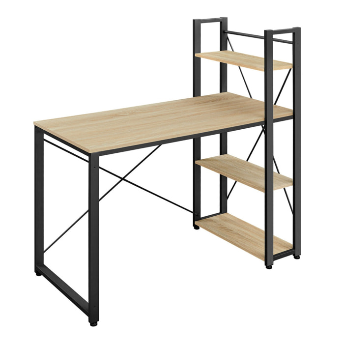 Scrivania per Computer con 3 Ripiani Rovere Sonoma e Nero