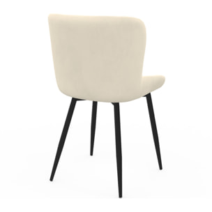 Chaises Taylor velours crème pieds métal noirs - lot de 2