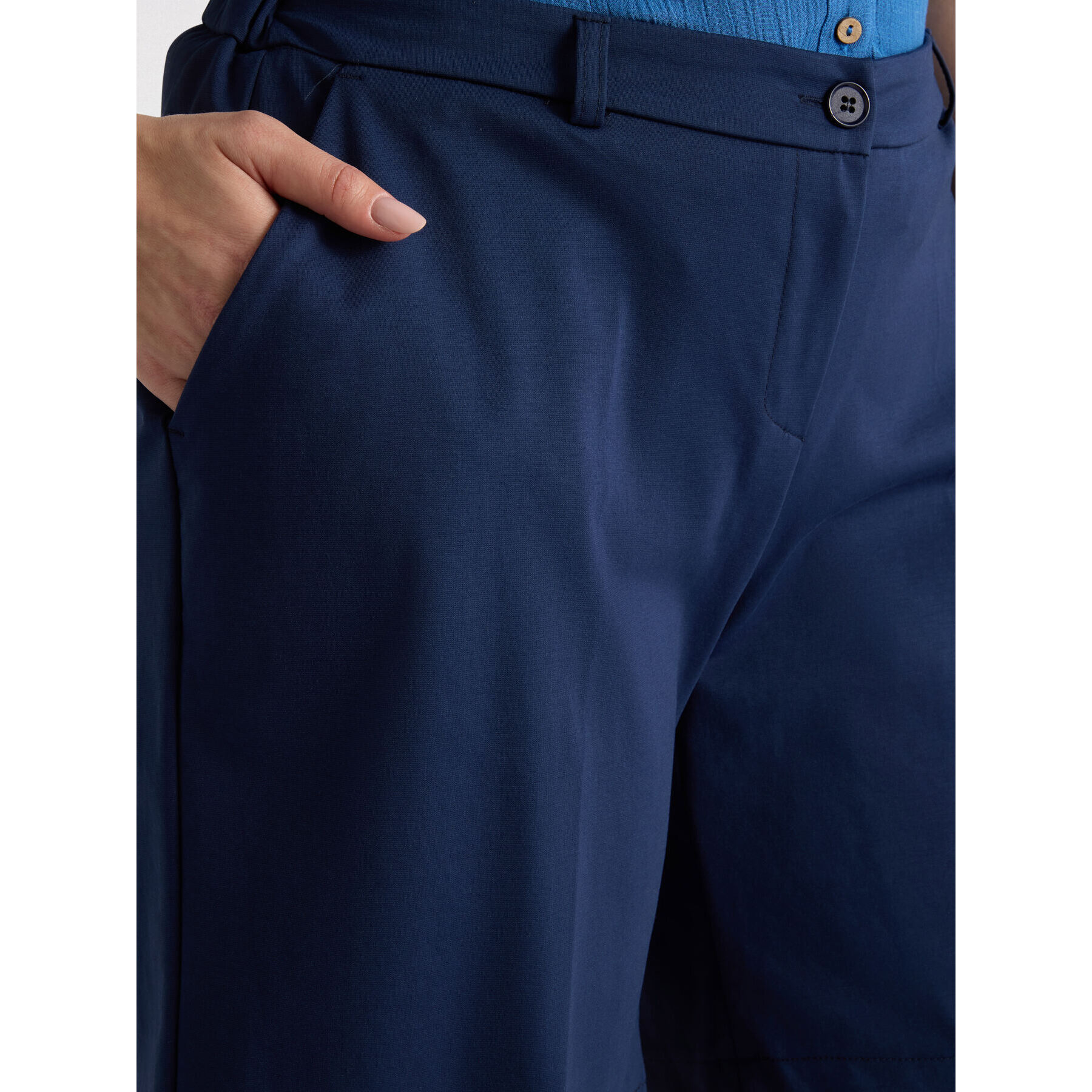 Fiorella Rubino - Pantalón corto en punto Milano - Azul