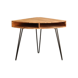 Bureau d'angle avec rangements bois massif et métal noir L75 cm GOSBY