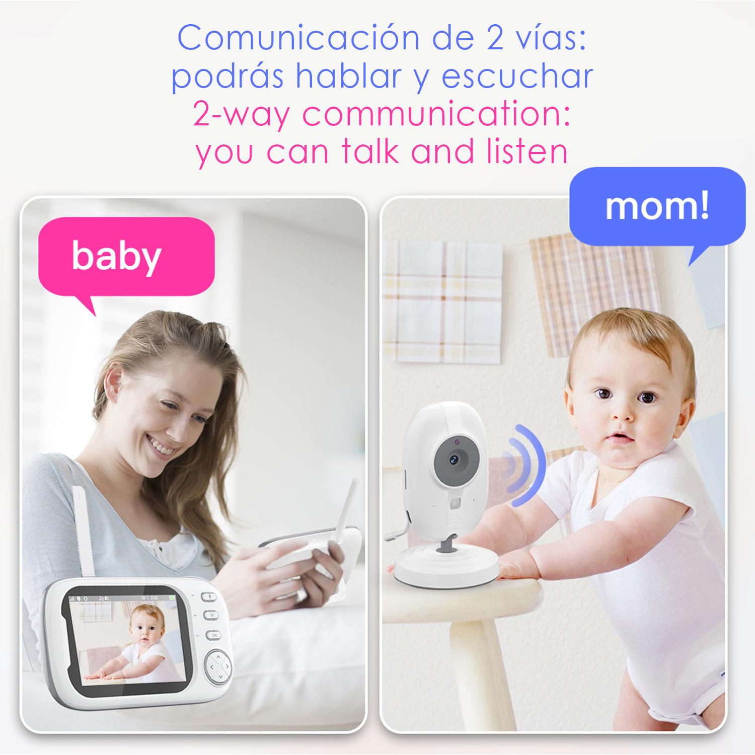 Telecamera VB603 Pro Baby Monitor HD 720P, con schermo 3.5 indipendente. Rilevamento di movimento e temperatura, comunicazione bidirezionale, Wi-Fi.