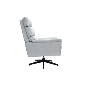 Fauteuil pivotant en tissu chenille gris et métal noir JONAH