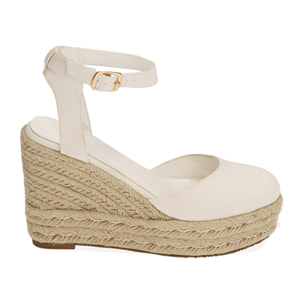 Espadrillas bianche in canvas, platform 8,5 cm