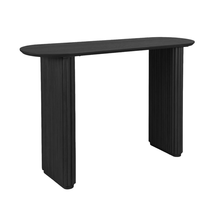 Console ovale bois d'hévéa placage chêne GABRIELLE