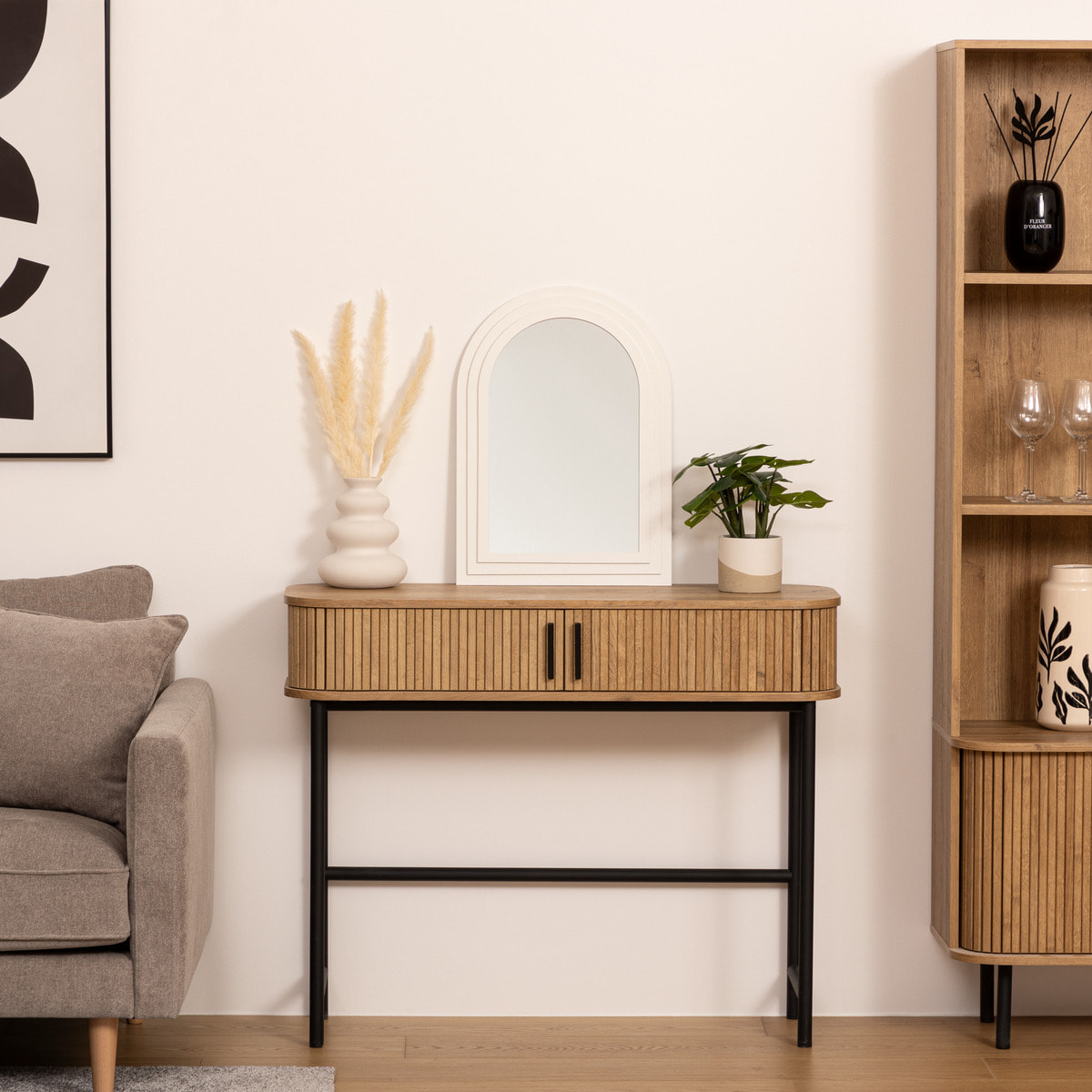 Miroir "Emily" en bois H55cm blanc