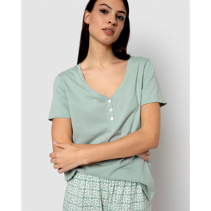 Pijama corto algodón sagitario verde tiffany