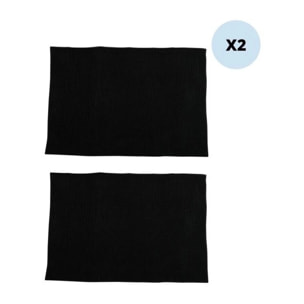 Lot de 2 Tapis de bain Microfibre CHENILLE 50x80cm Noir MSV