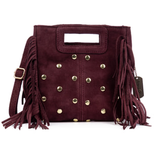 Barbata bolso bandolera mujer. Piel auténtica Gamuza con tachuelas decorativas.