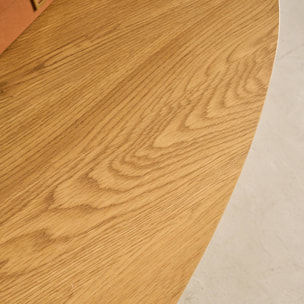 Table basse triangulaire pieds chromé et décor bois EZIA