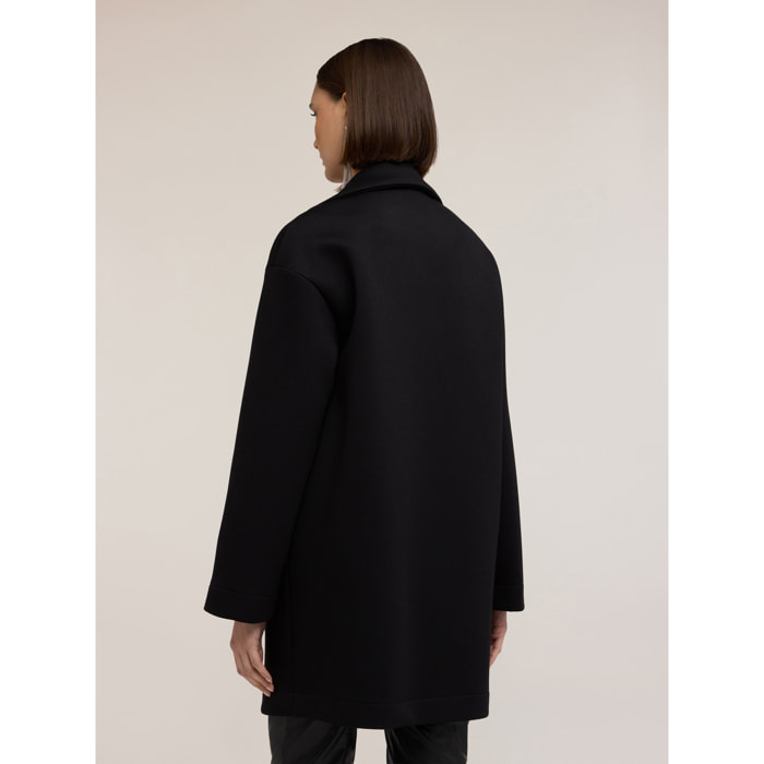 Motivi - Cappotto in scuba con spilla gioiello - Nero