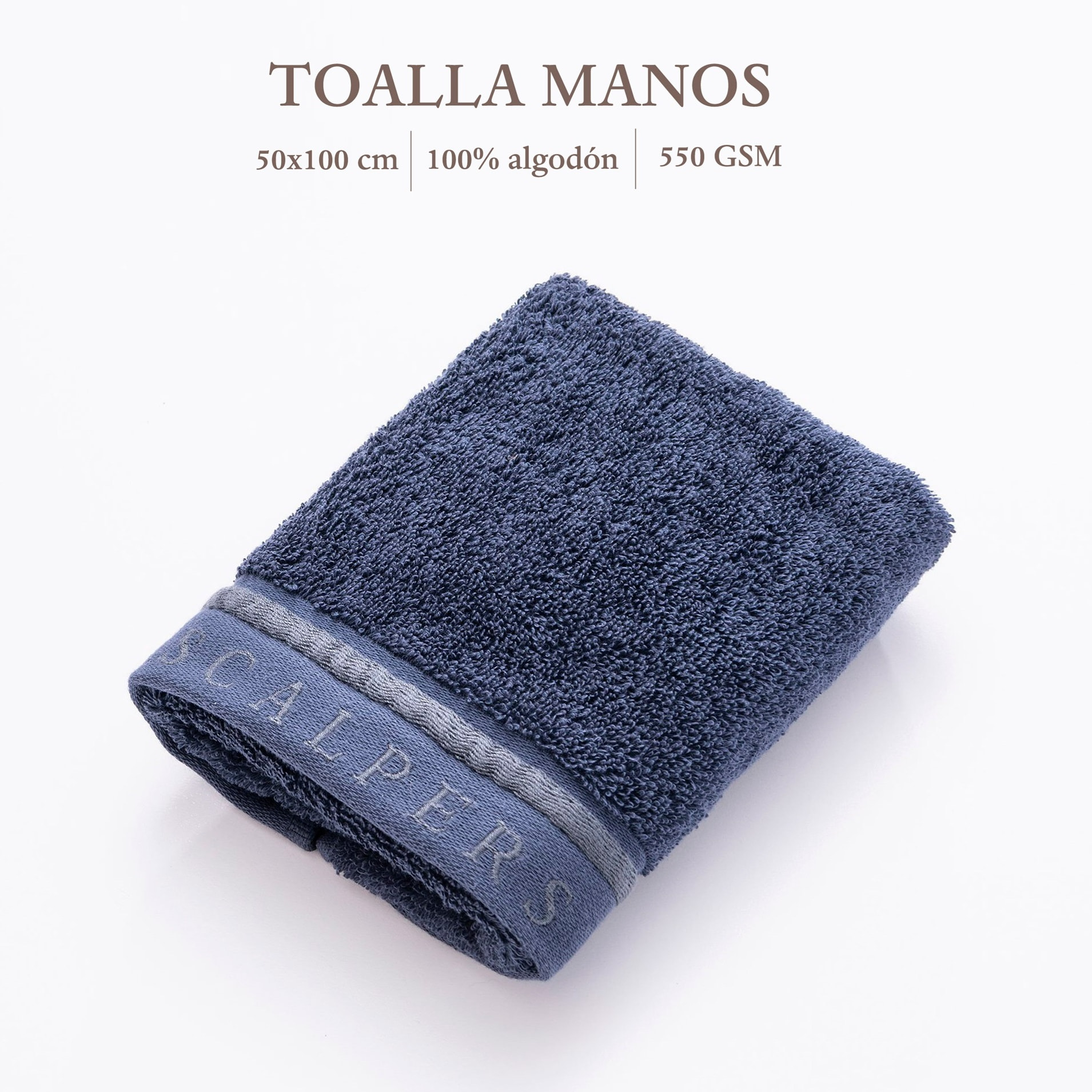 Toalla en algodón azul navy con rayas scalpers home