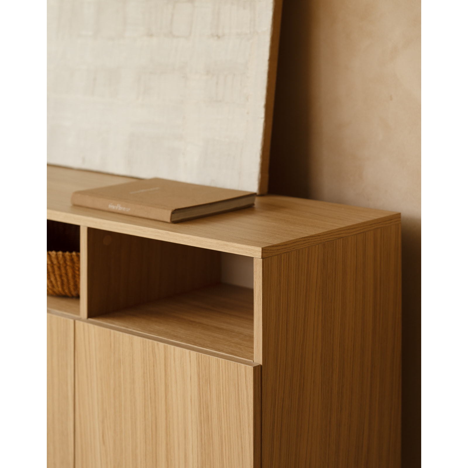 Buffet avec 4 portes en bois de placage de chêne naturel de 176x40cm Hauteur: 75 Longueur: 176 Largeur: 40