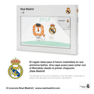 Capa de Baño 1X1 Real Madrid Leon Escudo Blanco