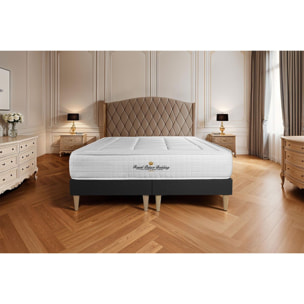 Ensemble - Matelas Mémoire de forme 24cm d'épaisseur - 3 zones de confort - Confort ferme - Sommier tapissier monobloc - 2 places
