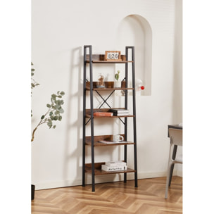 Libreria aperta struttura in metallo nero e ripiani in legno