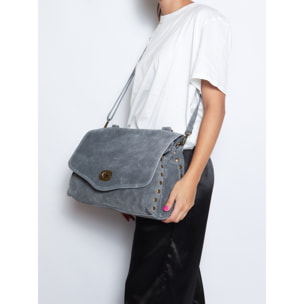 Borsa a mano da donna Made in Italy - Modello Zelia Elite - Pelle scamosciata - 37.0 x 22.0 x 15.0 cm