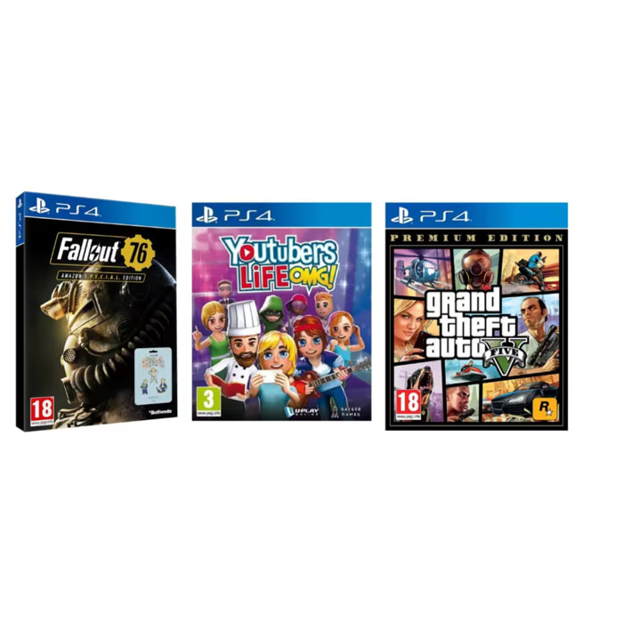 Grand Theft Auto V Premium Edition + Youtubers Life + Fallout 76 Amazon Special Editio