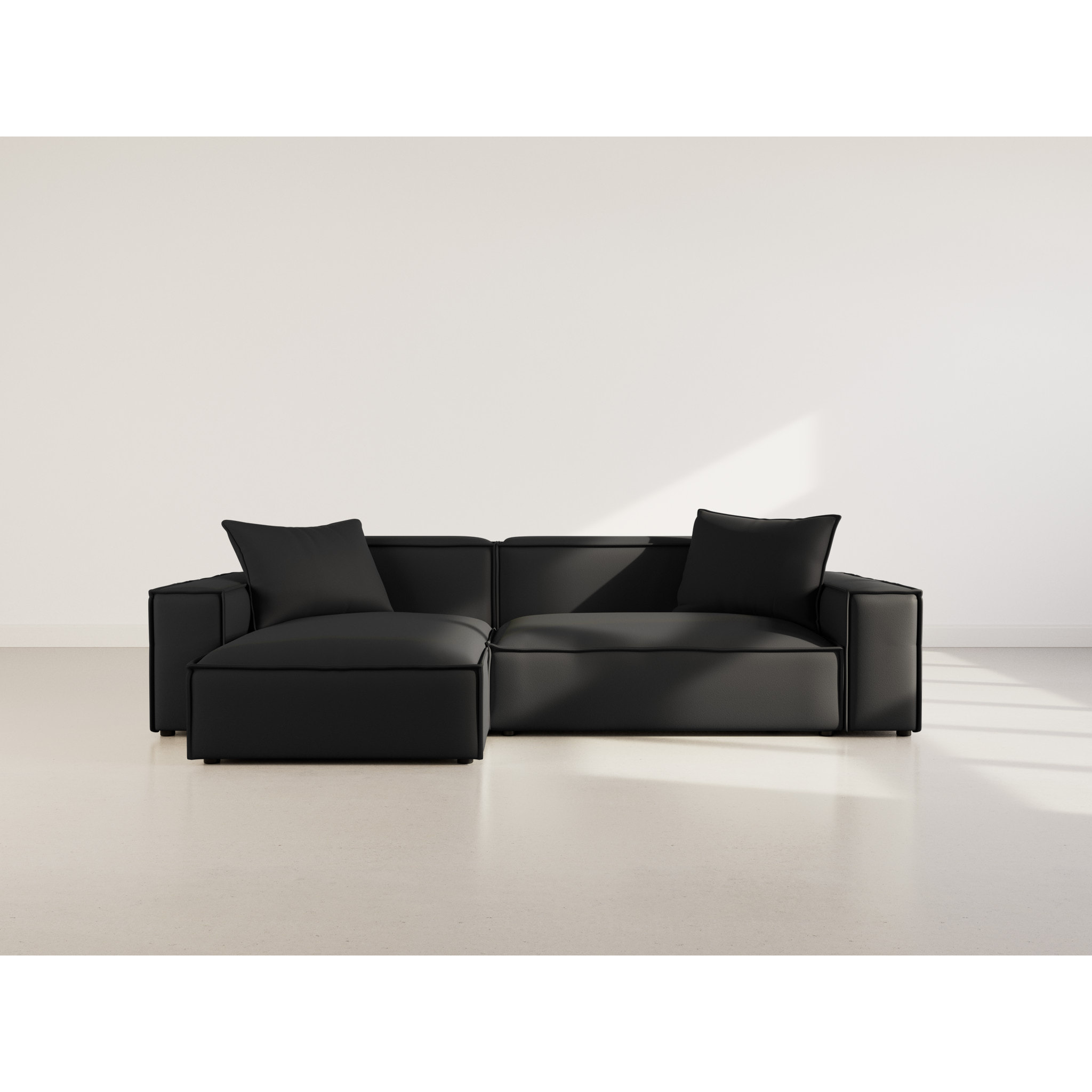 Atlas - Canapé d'angle réversible 4 places en velours texturé - Noir