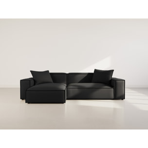 Atlas - Canapé d'angle réversible 4 places en velours texturé - Noir