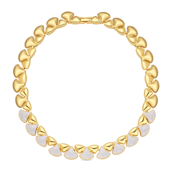 Collar de Madreperla Blanca acabado en oro amarillo de 18k